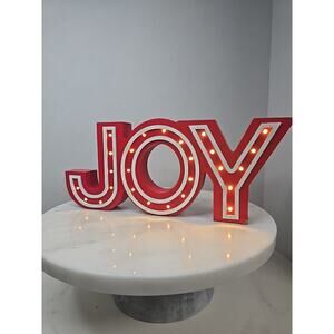 Wooden Light Up "JOY" Christmas Decor Battery Operated 15x7 Inches PLEASE READ